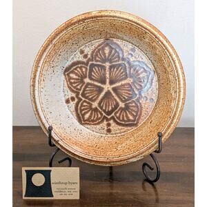 Winthrop Byers Art Pottery Stoneware Pie Plate 10 Inch Diameter Hand Made Signed